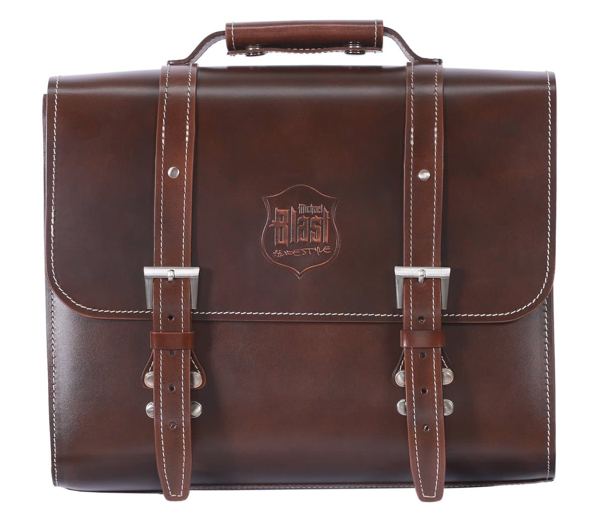 Back Rack Pannier Case — Dark Brown Genuine Leather