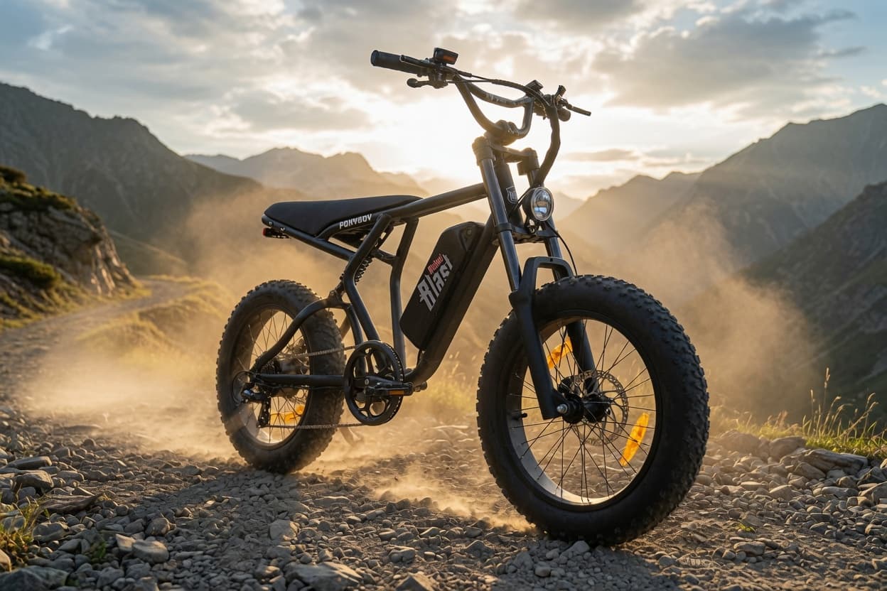 Ponyboy Full Suspension kicking up dust on a mountain gravel road