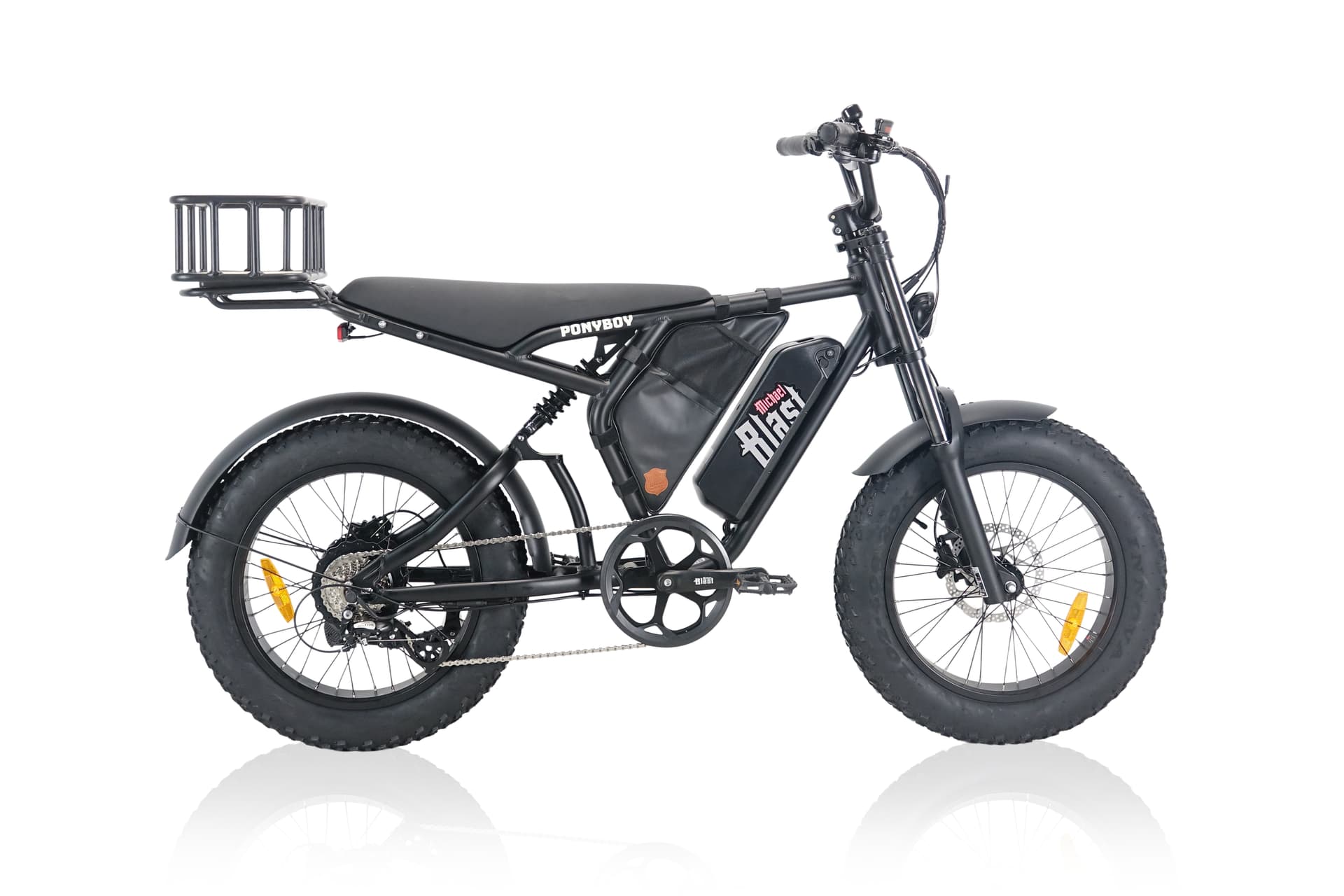 Ponyboy Full Suspension fitted with the rear basket