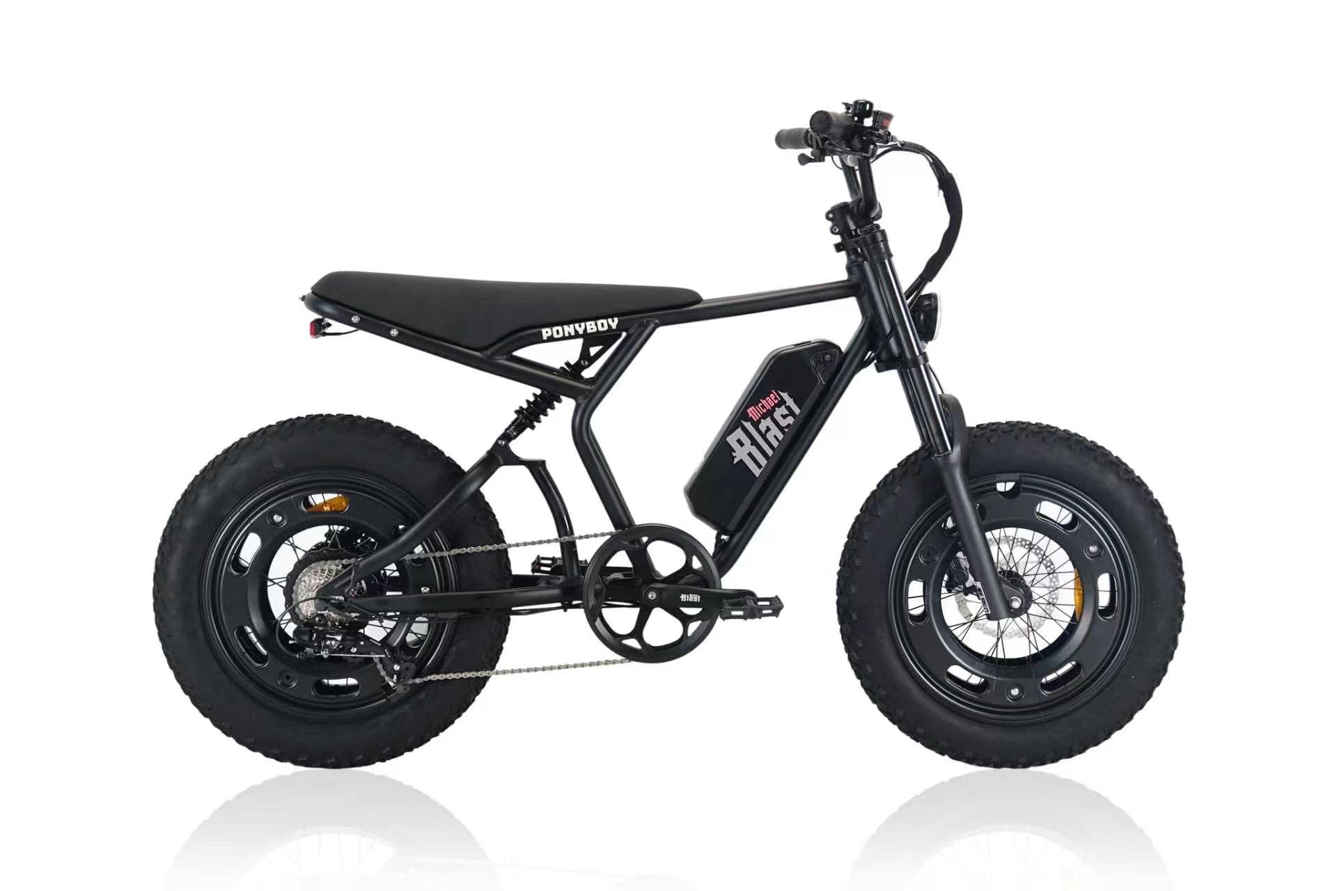 Ponyboy Full Suspension fitted with moto-style wheel covers